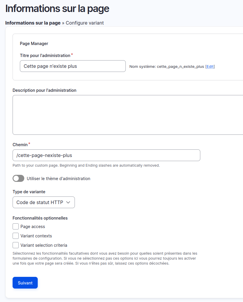 formulaire de page