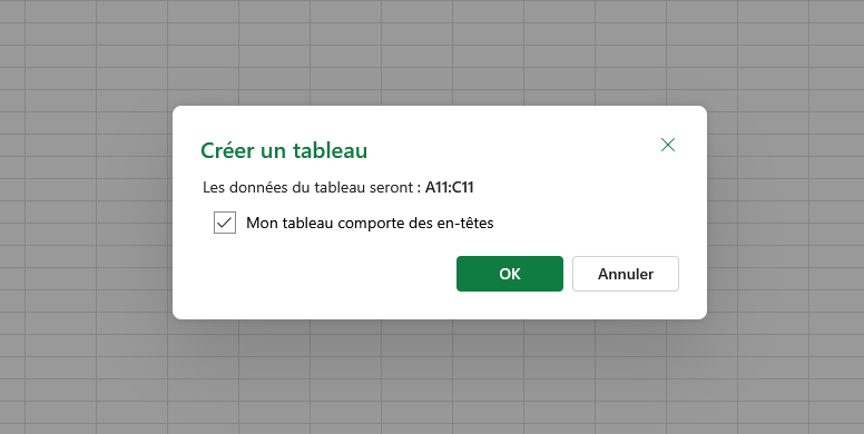 Créer le tableau